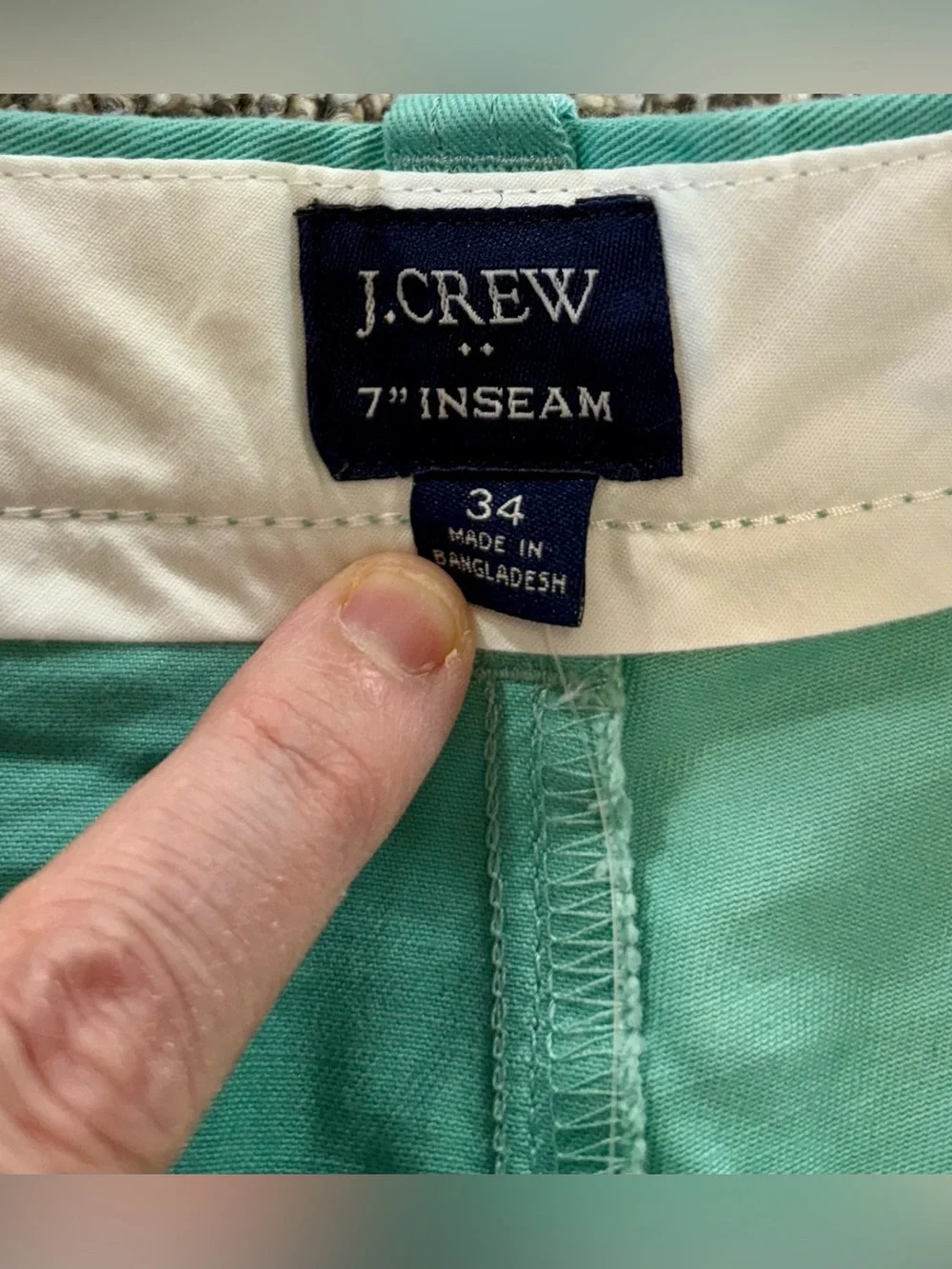 NWT J. Crew Men’s‎ Size 34 Teal Green 7” Inseam Chino Shorts
